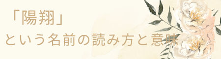 「陽翔」の名前の読み方